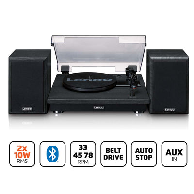LENCO LS-100BK - Turntable with Bluetooth® reception and two external speakers - Black