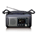 LENCO PDR-455GY - DAB+ FM radio with 20.000MAH rechargeable battery, Bluetooth, light, solar and crank charging, with Bag, AC adaptor and earphones, grey