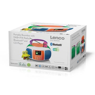 LENCO SCD-861KIDS - Draagbare DAB+/FM radio met Bluetooth®, CD-speler en groot LCD kleurendisplay - Vrolijke kleuren voor kinderen