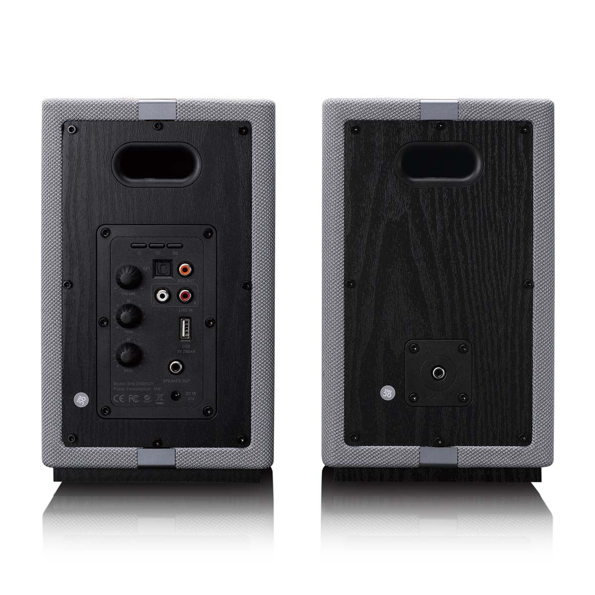 LENCO SPB-240BKGY - Set van 2 HiFi stereo Bluetooth® speakers - Krachtig geluid in een stijlvol design - Zwart/Grijs