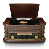 CLASSIC PHONO TCD-3571MY - Houten retro platenspeler met Bluetooth®, DAB+/FM Radio, USB encoding, CD-speler, Cassettespeler en ingebouwde speakers - Hout