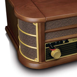 CLASSIC PHONO TCD-3571MY - Houten retro platenspeler met Bluetooth®, DAB+/FM Radio, USB encoding, CD-speler, Cassettespeler en ingebouwde speakers - Hout