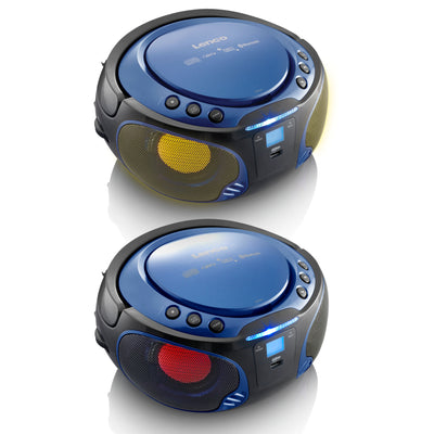 LENCO SCD-550BU - Draagbare FM Radio CD/MP3/USB/Bluetooth®-speler met LED verlichting - Blauw