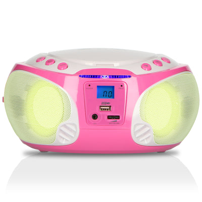 LENCO SCD-650PK - Portable FM Radio CD/MP3/USB Microphone & Light Effects - Pink