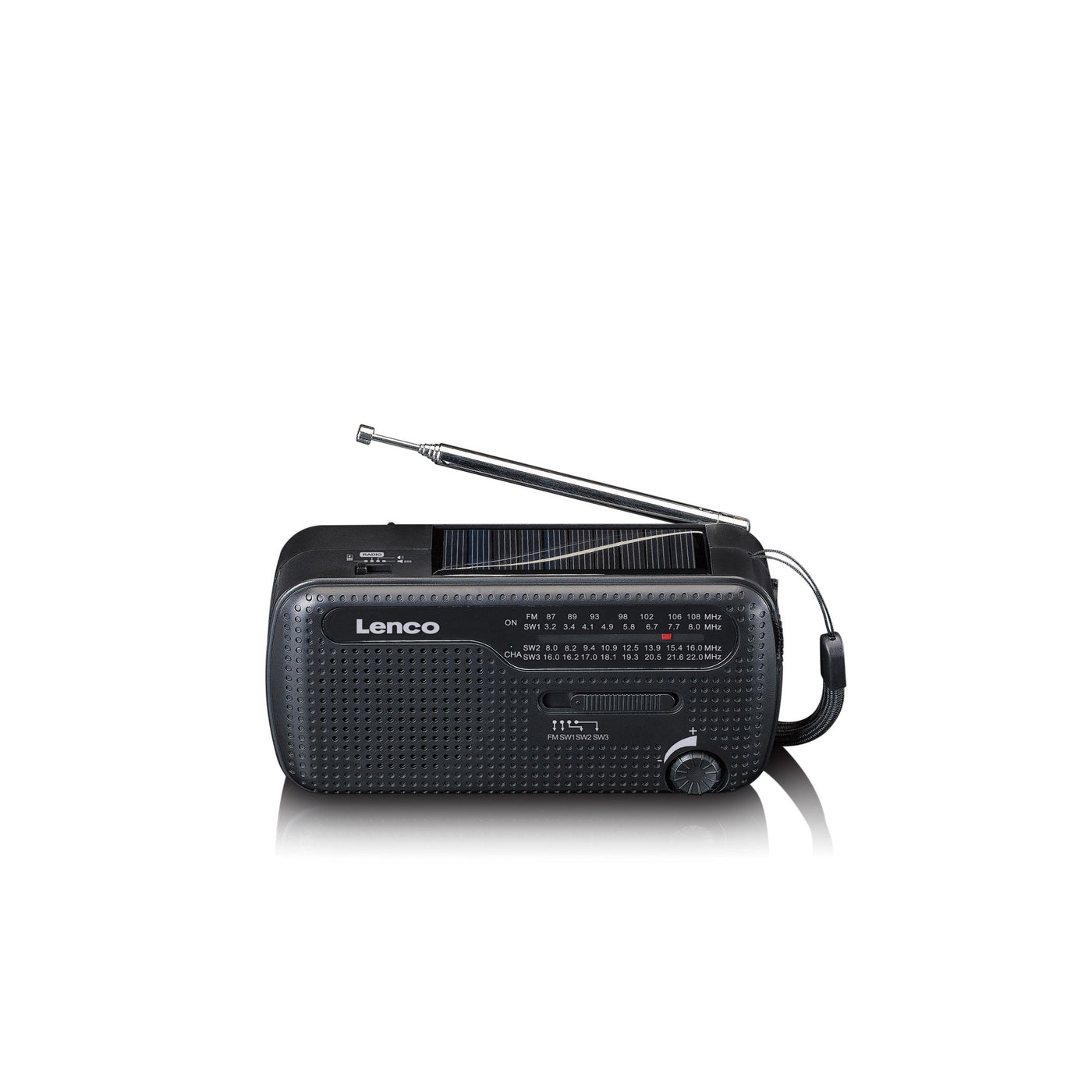 LENCO MCR-112BK - Portable hand crank emergency radio, flashlight and power bank in one - Black