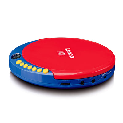 LENCO CD-021KIDS - Portable CD player for children with kids headphones, rechargeable batteries, and built-in sound limiter - Multicoloured