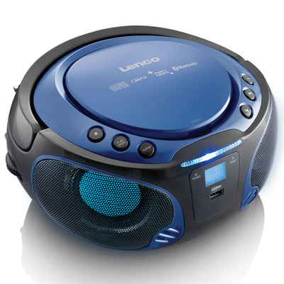 LENCO SCD-550BU - Portable FM Radio CD/MP3/USB/Bluetooth® player with LED lighting - Blue