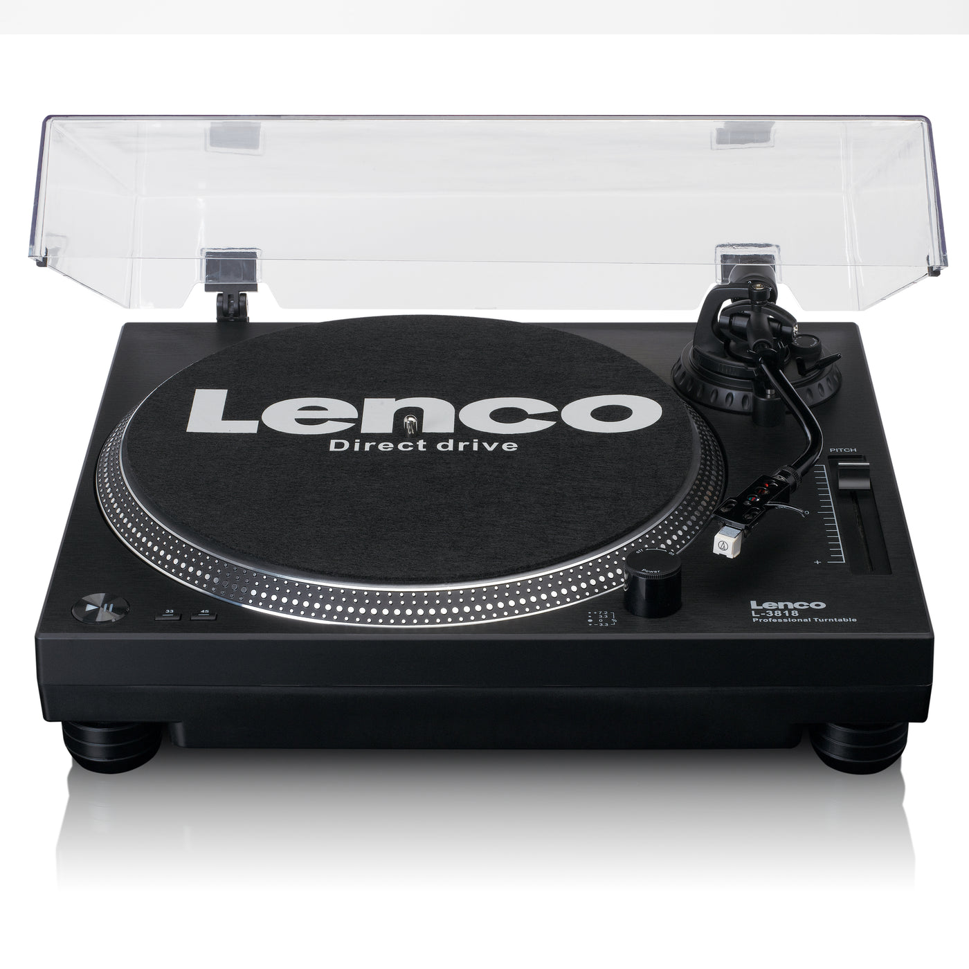 Lenco L-3818BK - Direct drive Record Player with USB/PC Encoding - Black