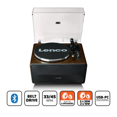 LENCO LS-470WA - Platenspeler met ingebouwde speakers en Bluetooth® - Walnoot