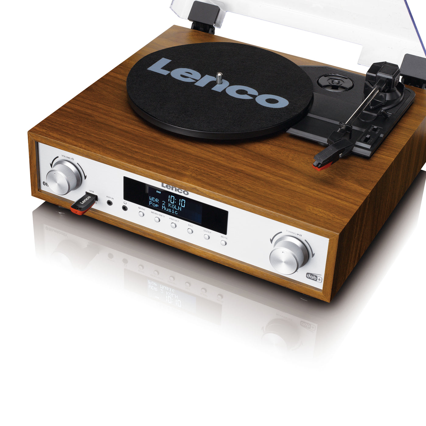 LENCO MC-160WD - HiFi Stereo system with Record Player, DAB+/FM radio, and Bluetooth® - Wood