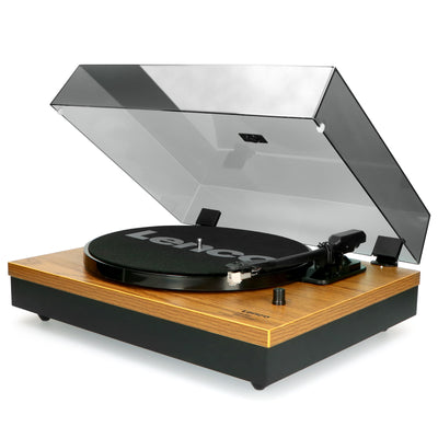 LENCO LS-300WD - Record Player with Bluetooth® and two separate speakers, wood