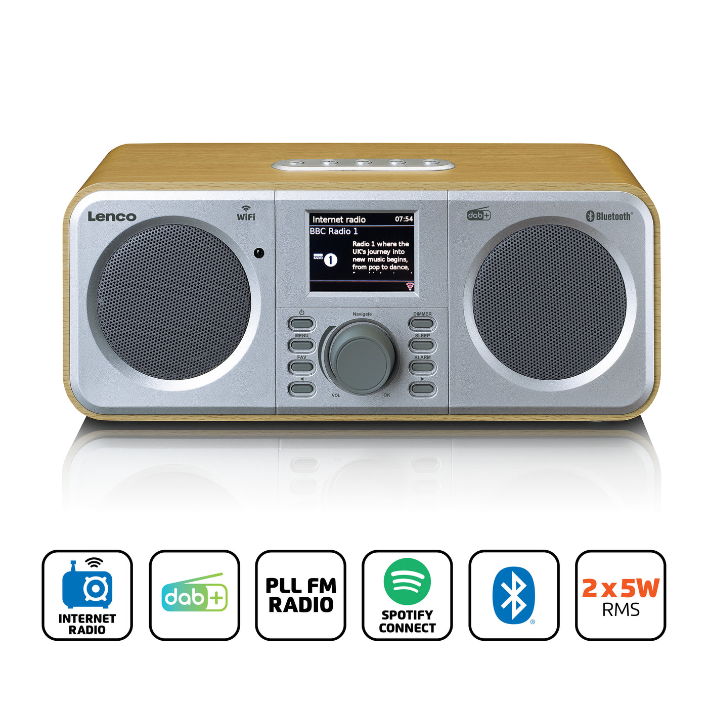 LENCO DIR-141WD - Internetradio met DAB+, Bluetooth® en Spotify Connect, hout