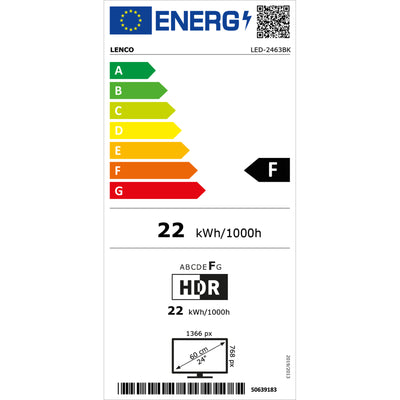 LENCO LED-2463BK (V2) - 24" Android Smart TV with 12V car adapter, black