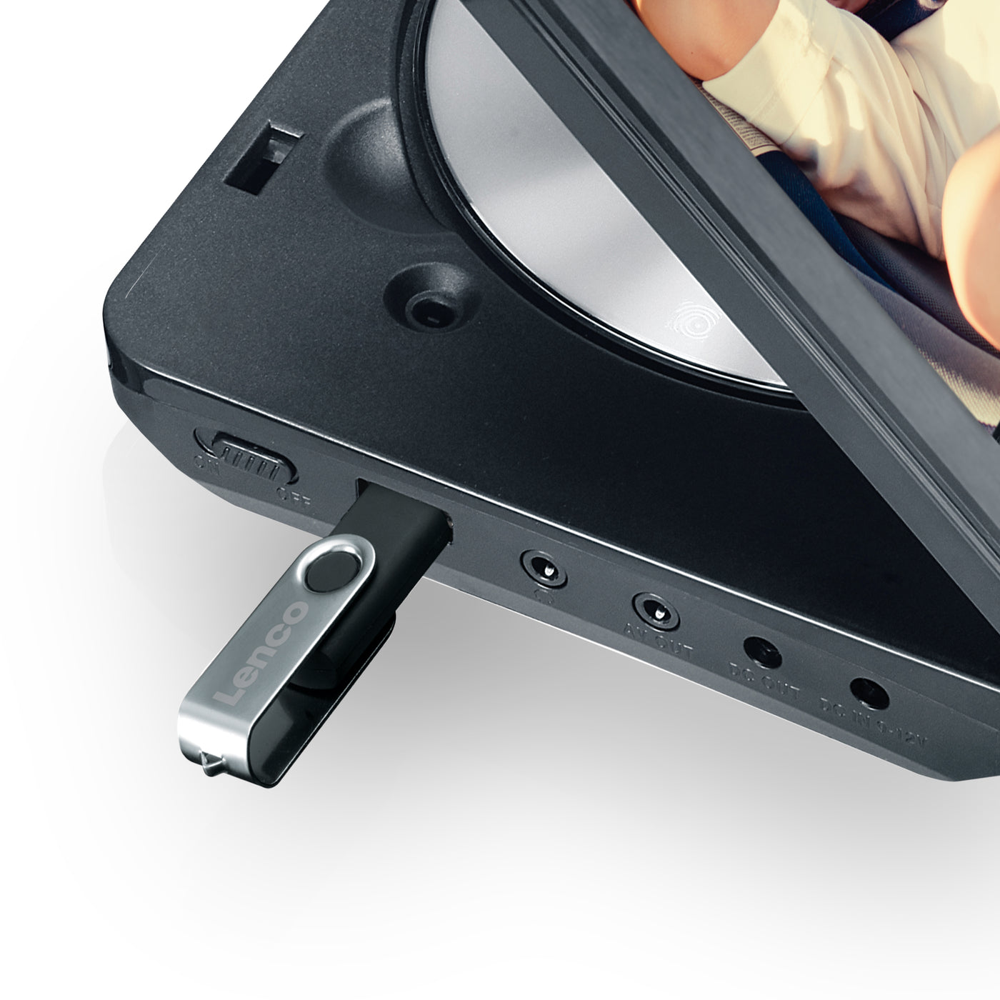 LENCO MES-212 - 7" Double display portable DVD player wth USB - Black