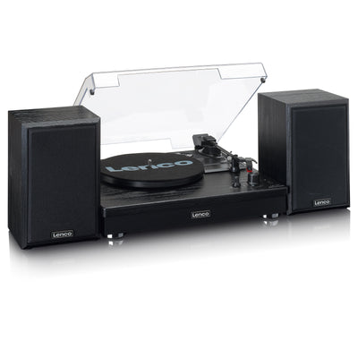 LENCO - LS-101BK - Houten platenspeler met Bluetooth®, 2 externe speakers