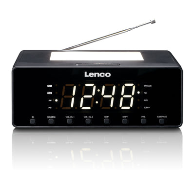 LENCO CR-540BK - Wekkerradio met dimbaar nachtlampje en USB oplaadfunctie - Zwart