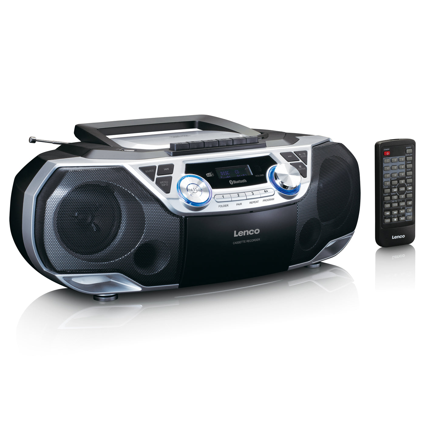 LENCO SCD-720SI - Portable Boombox with DAB+/FM radio, Bluetooth®, CD, Casette Recorder and USB player - Silver