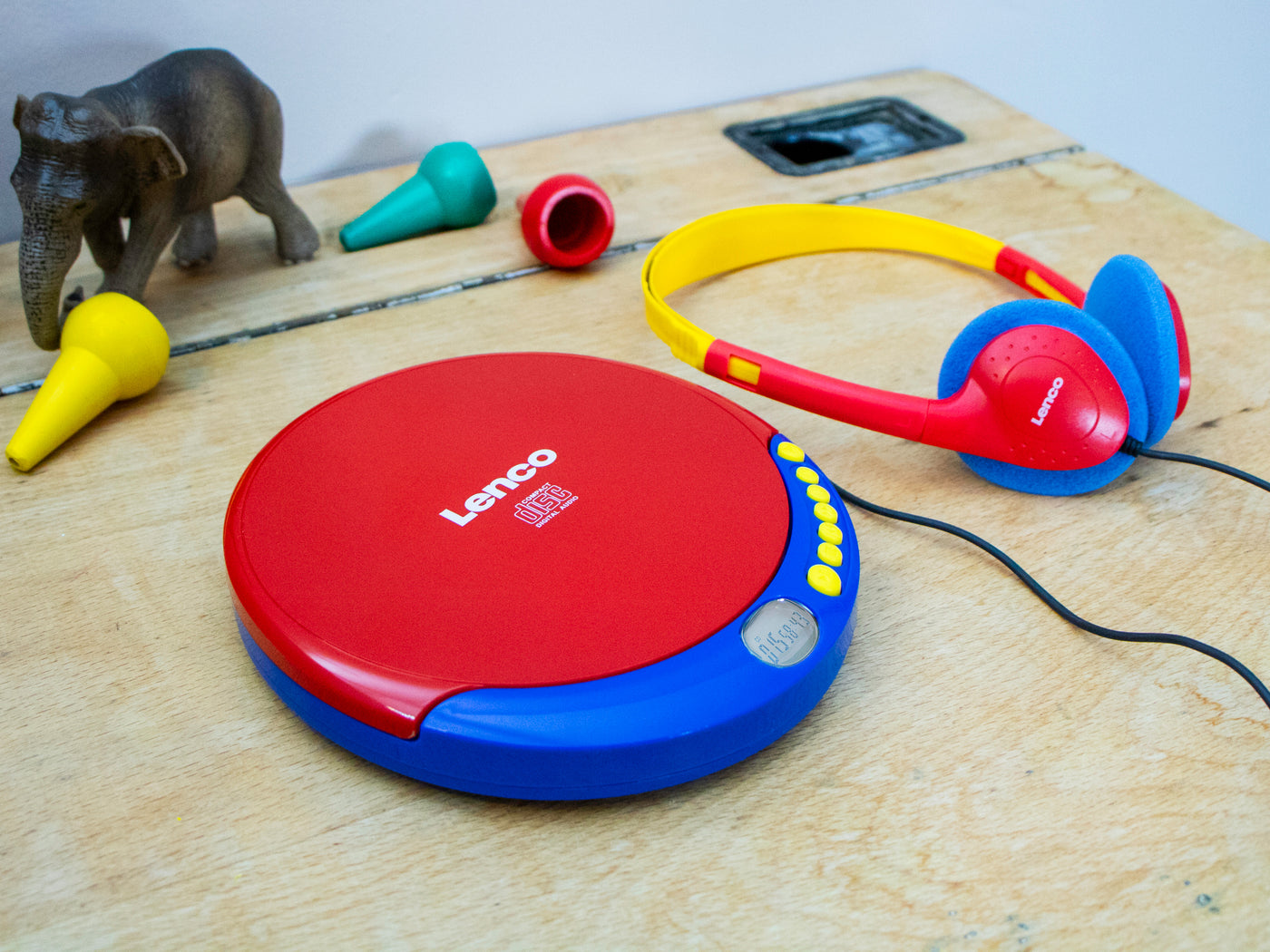 LENCO CD-021KIDS - Draagbare CD speler voor kinderen met hoofdtelefoon, oplaadbare batterijen en ingebouwde geluidsbeperker - Meerkleurig