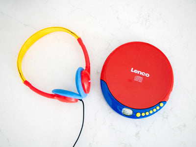 LENCO CD-021KIDS - Portable CD player for children with kids headphones, rechargeable batteries, and built-in sound limiter - Multicoloured