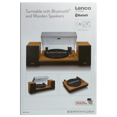 LENCO LS-300WD - Platenspeler met Bluetooth® en twee externe speakers, hout