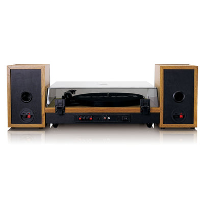 LENCO LS-300WD - Platenspeler met Bluetooth® en twee externe speakers, hout