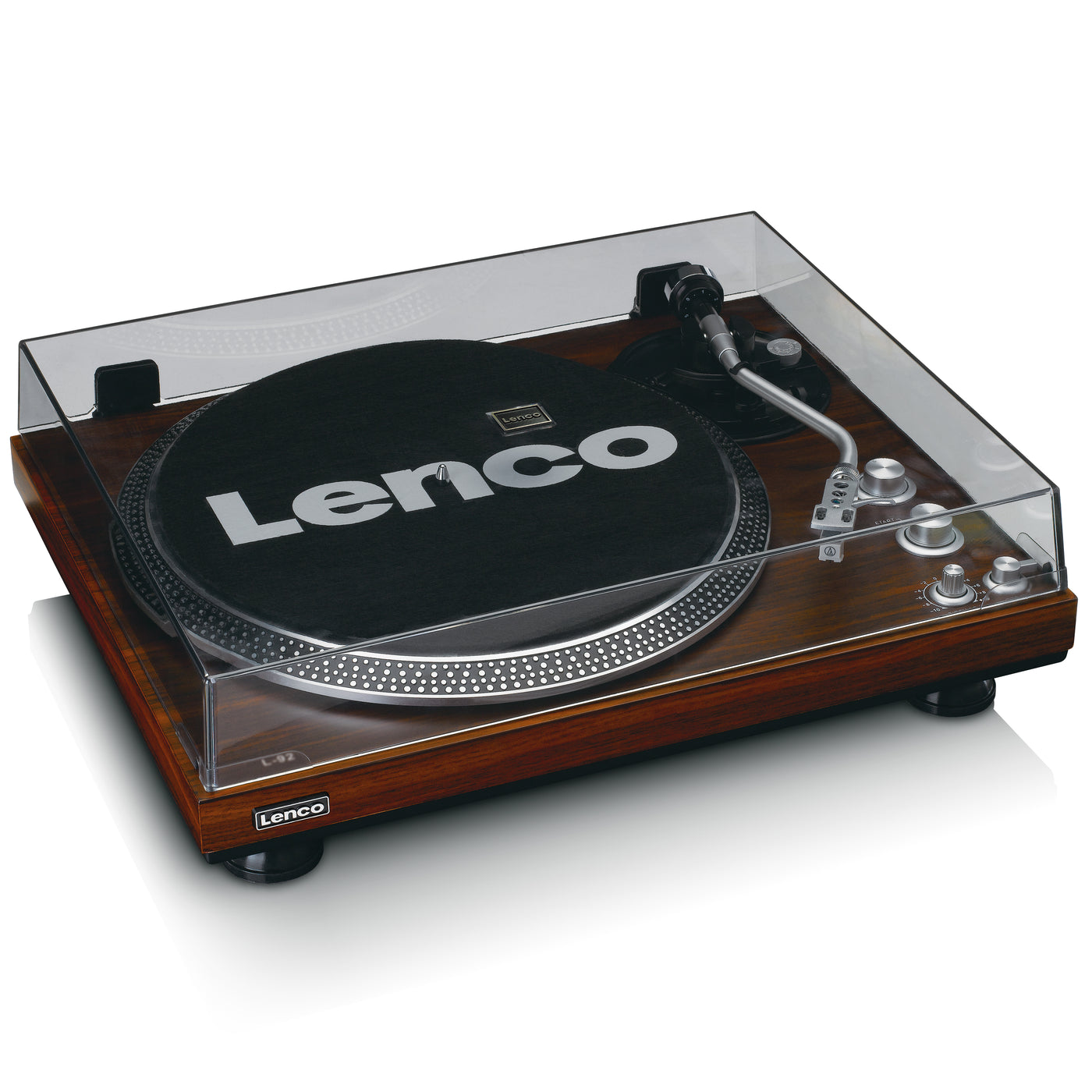 LENCO L-92WA -Riem aangedreven platenspeler, MMC, A/R, PC USB  - Walnoot