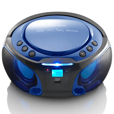 LENCO SCD-550BU - Draagbare FM Radio CD/MP3/USB/Bluetooth®-speler met LED verlichting - Blauw