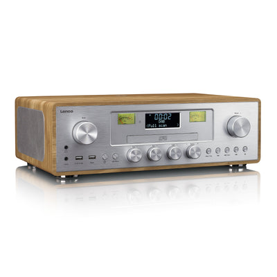 LENCO DAR-281WDSI - DAB+/FM radio met CD-speler, USB, Bluetooth® en draadloos oplaadpunt - Hout/Zilver