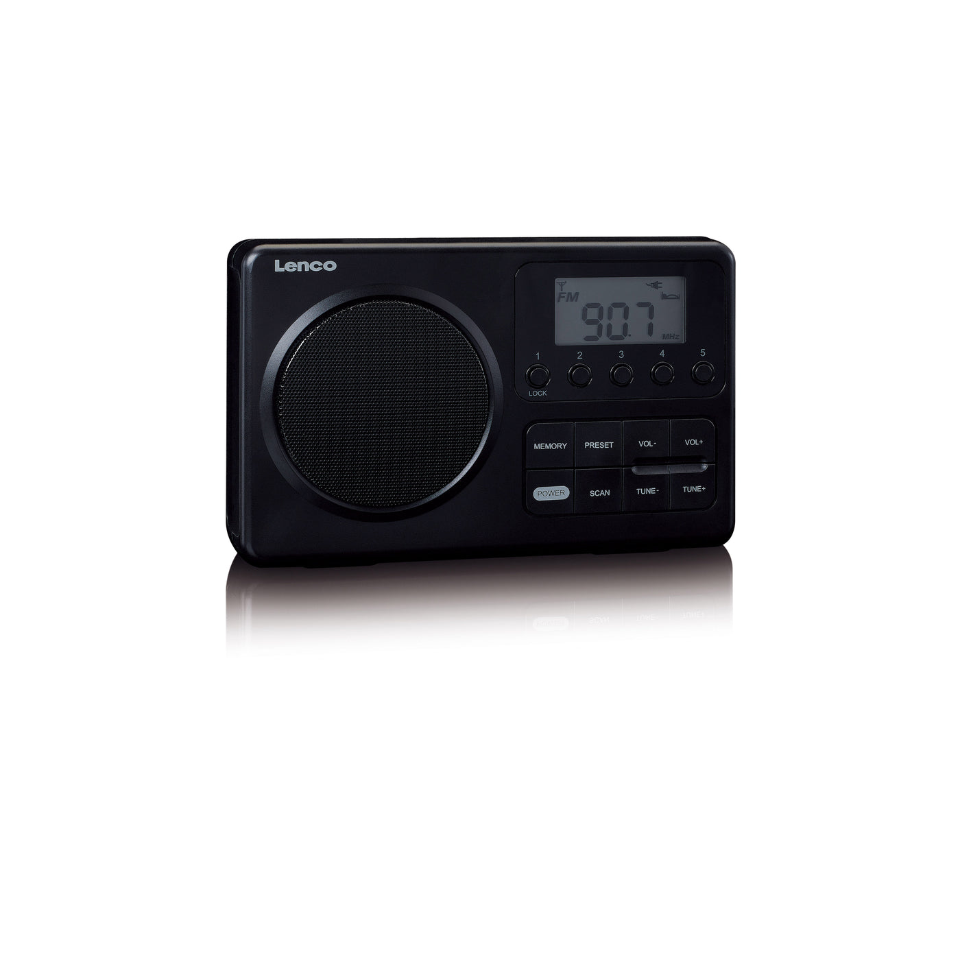 LENCO MPR-035BK - Compact portable FM radio with LCD display - Black