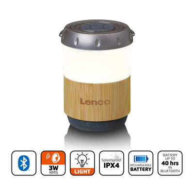 LENCO BTL-030BA - Lantaarn met ingebouwde Bluetooth® speaker - Bamboo