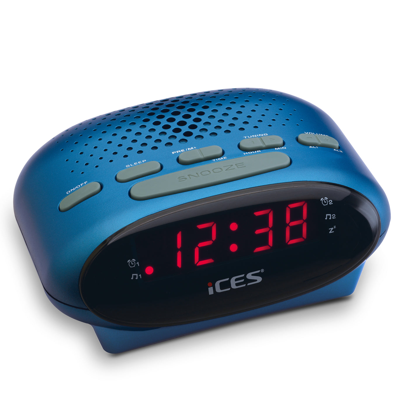 Ices ICR-210 Blue - FM wekkerradio, zwart