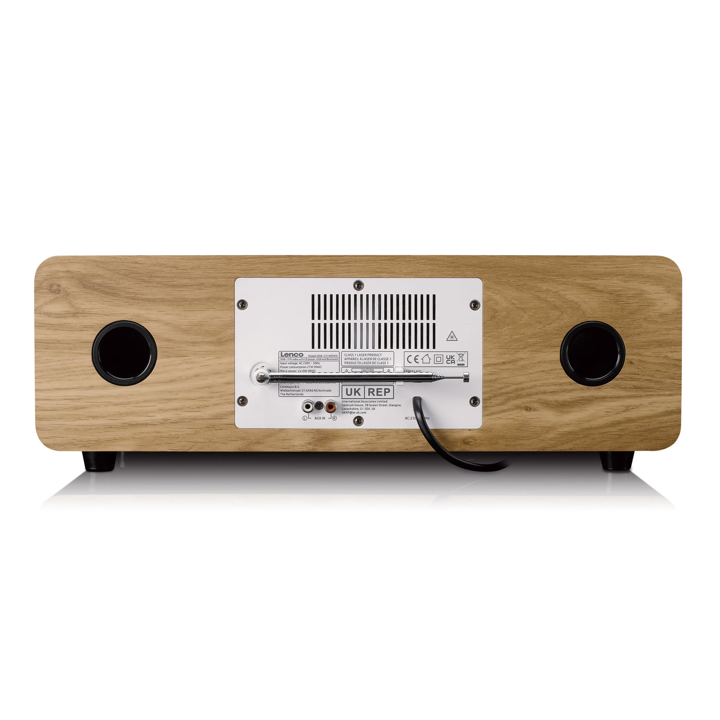 LENCO DAR-251WDWH - Stereo DAB+/FM radio, CD, USB, Bluetooth®, QI en afstandsbediening - Hout/Wit
