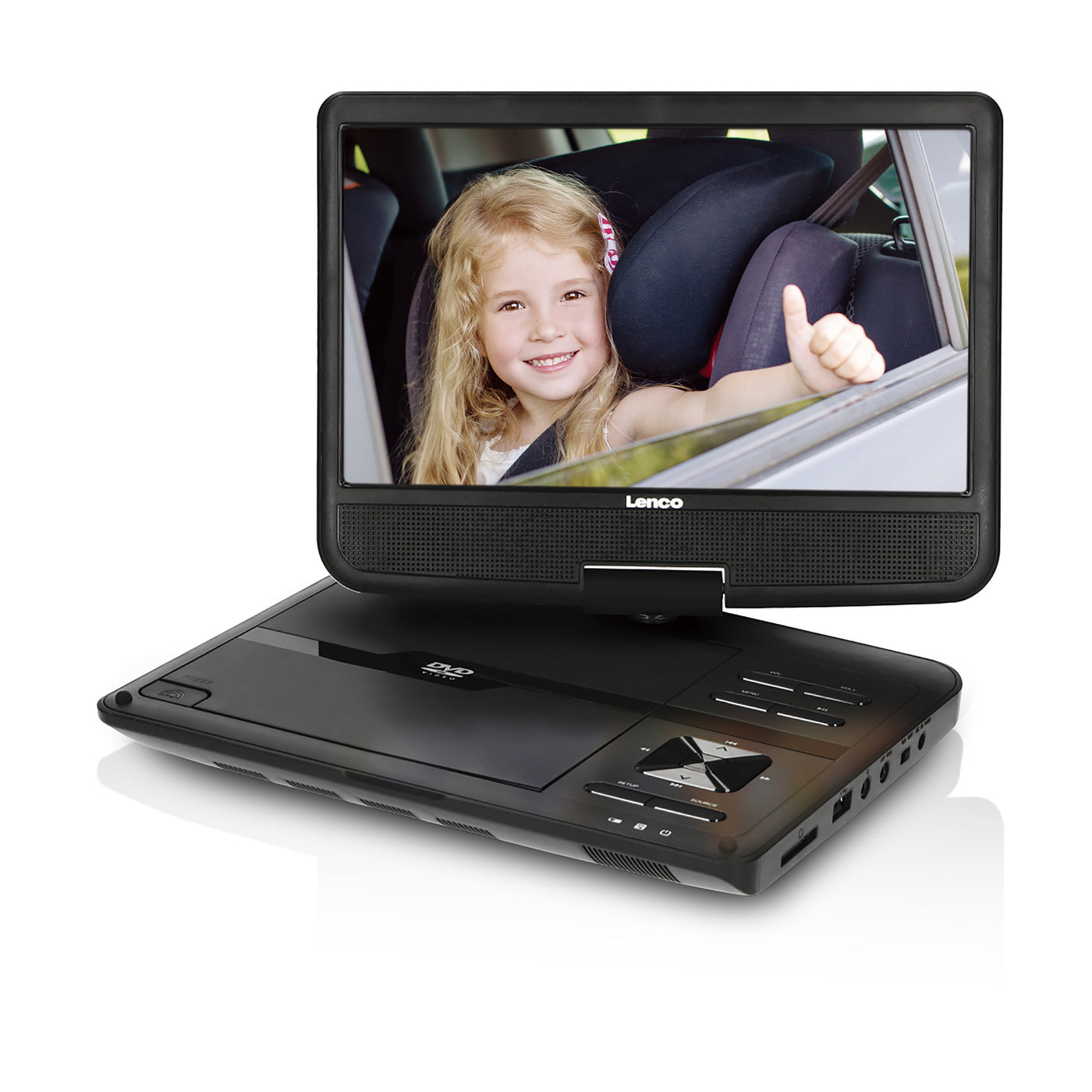 LENCO DVP-1046BK - 2x 10 inch draagbare DVD speler met oplaadbare batterij, twee hoofdtelefoons en twee montagebeugels voor in de auto - Zwart