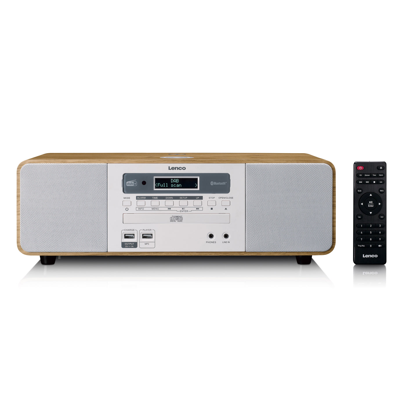 LENCO DAR-251WDWH - Stereo DAB+/FM radio, CD, USB, Bluetooth®, QI en afstandsbediening - Hout/Wit