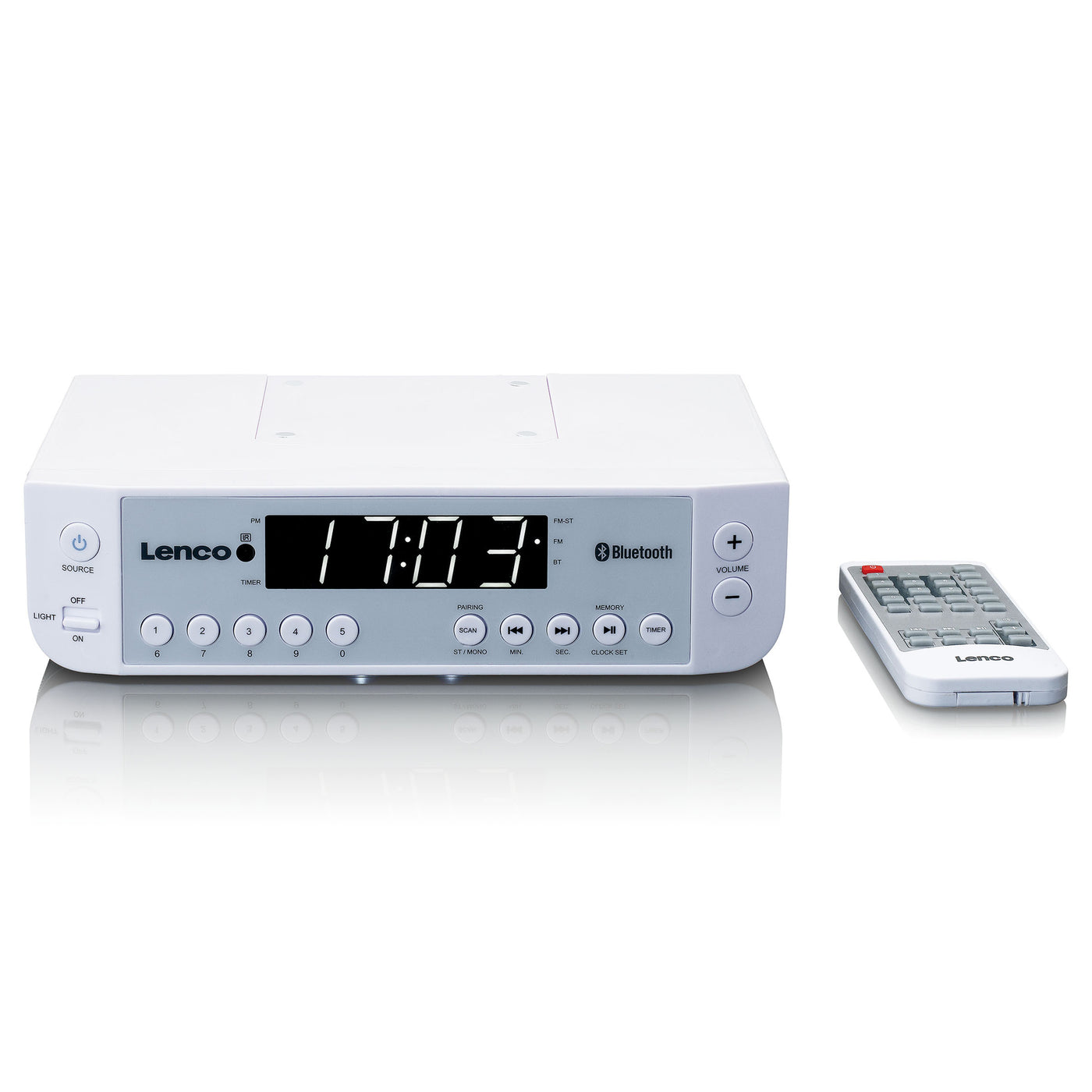 LENCO KCR-100WH - FM Keukenradio met Bluetooth®, LED-verlichting en timer - Wit