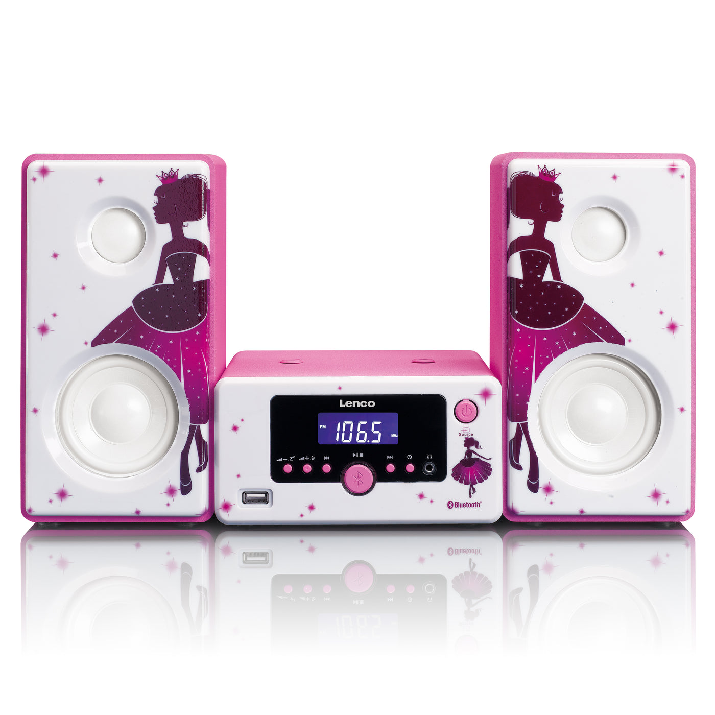 LENCO MC-020 Princess - Micro set with FM Radio, Bluetooth®, USB and AUX ingang - Princess