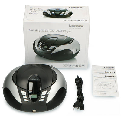 LENCO SCD-37 USB Silver - Draagbare FM Radio CD en USB speler - Zilver