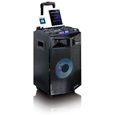 LENCO PMX-240 - High power DJ mixer system met Bluetooth®, USB, FM en party lights - Zwart