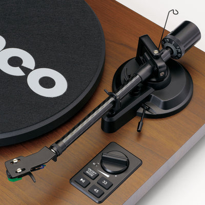 LENCO LS-600WA - Platenspeler met ingebouwde versterker en Bluetooth® plus 2 externe speakers - Walnut