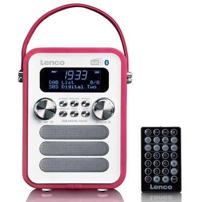 LENCO PDR-051PKWH - Portable DAB+ FM Radio with Bluetooth® and AUX-input, rechargeable battery - Pink