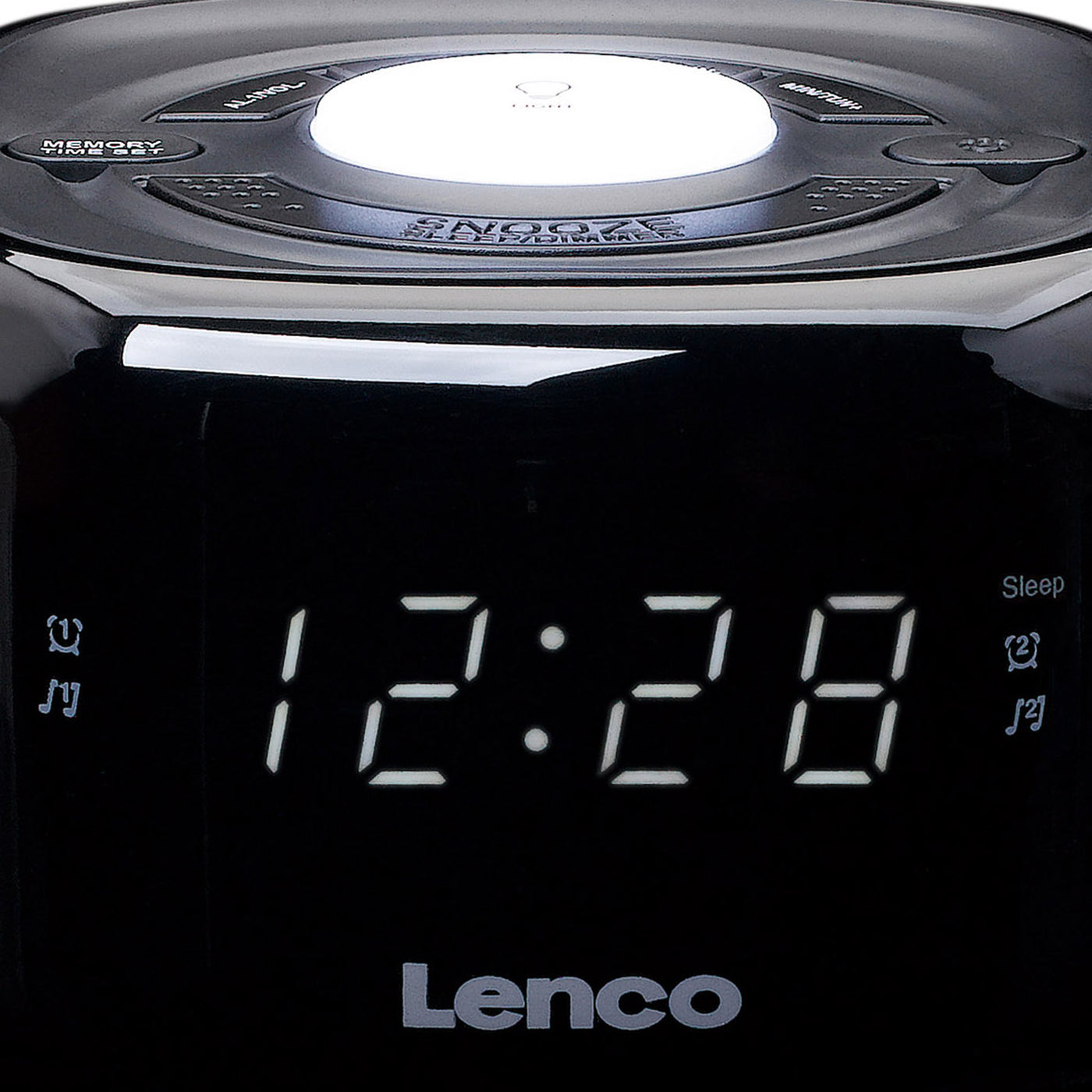 Lenco CR-12BK - FM Wekkerradio met nachtlamp - Zwart