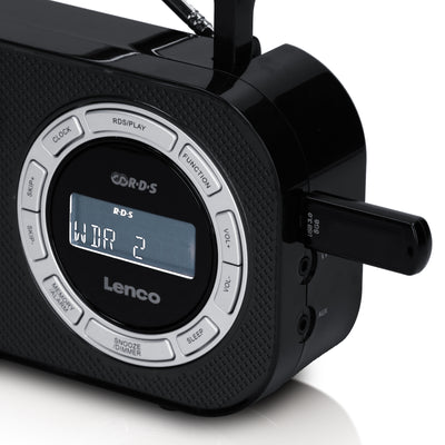 LENCO PR2700 - Noodradio op batterijen compact outdoor Survival - Zwart