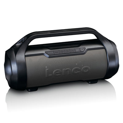 LENCO SPR-070BK - Splashproof Bluetooth® speaker met FM radio, USB, SD and Party Lights - Black