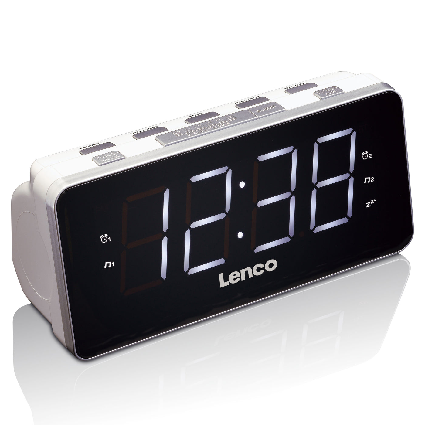 Lenco CR-18 White - PLL FM Wekkerradio groot en overzichtelijk 1,8" LED display - Wit