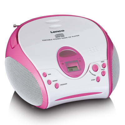 LENCO SCD-24PK kids - Draagbare stereo FM radio met CD-speler - Roze