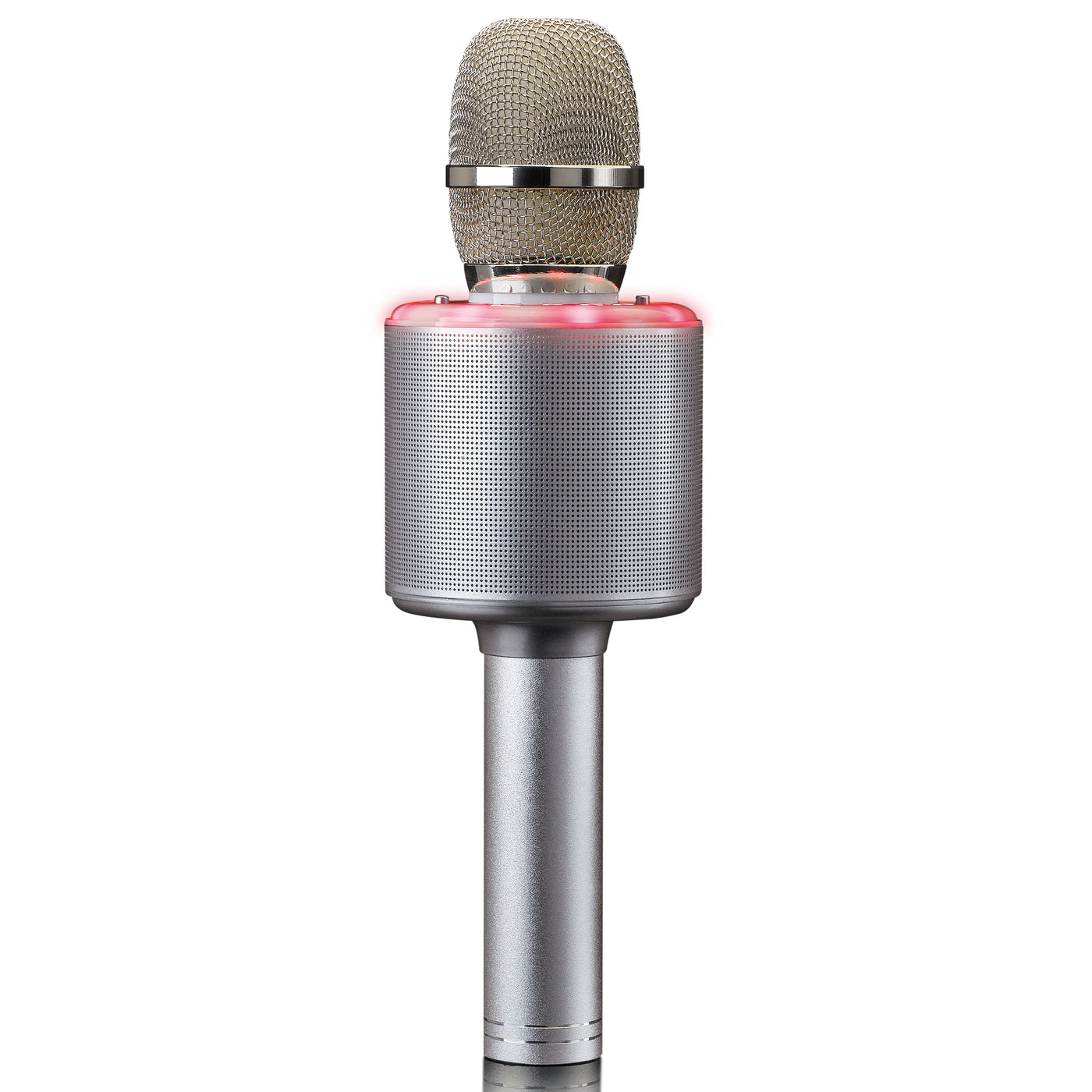 Lenco BMC-085SI Karaoke microfoon met Bluetooth, speaker en verlichting - zilver