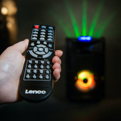 LENCO PMX-250 - High power DJ mixer met Bluetooth®, USB, FM en party lights - Zwart