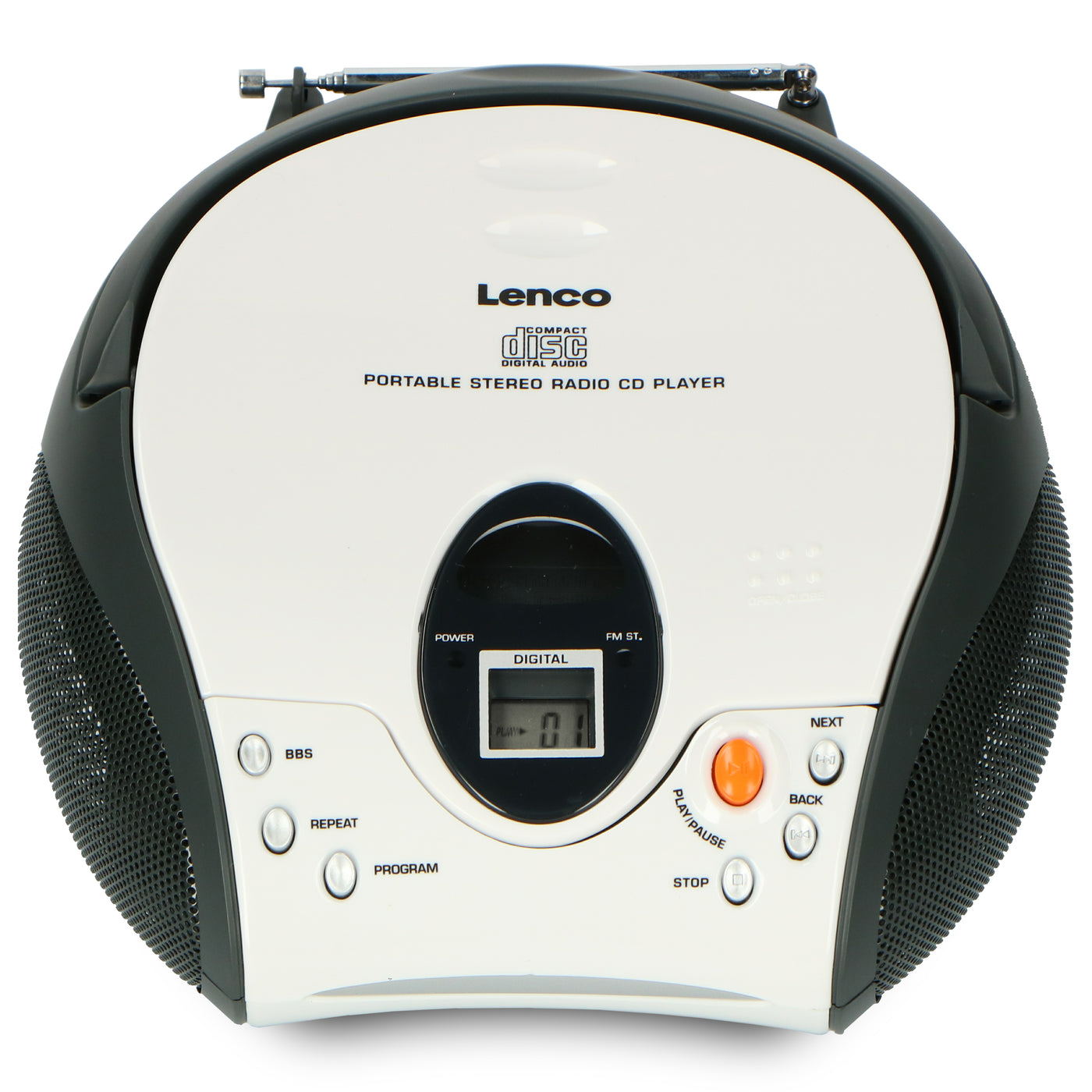 LENCO SCD-24 white - Portable stereo FM radio with CD player - White