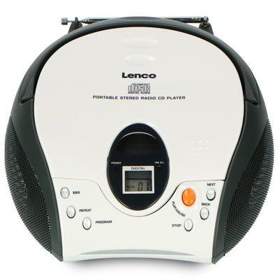 LENCO SCD-24 white - Draagbare stereo FM radio met CD-speler - Wit