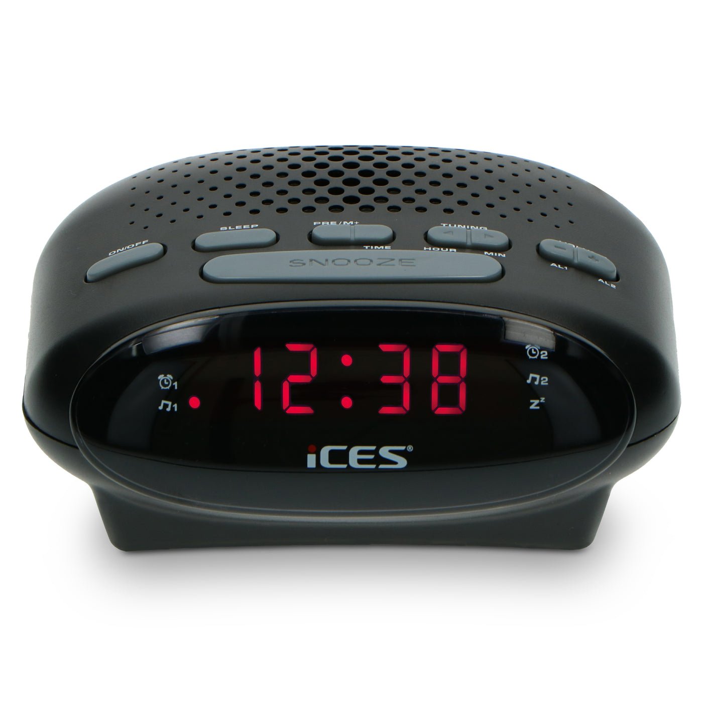 Ices ICR-210 Black - FM wekkerradio, zwart